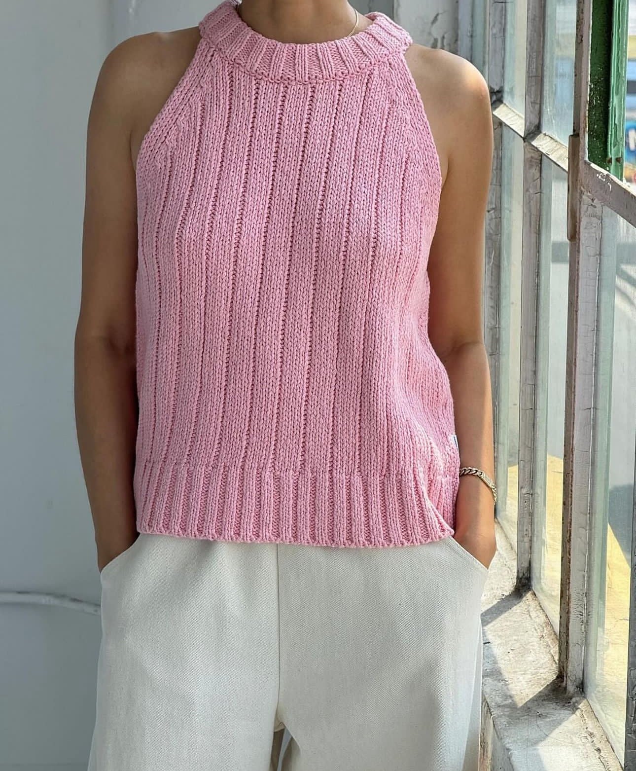 CLAIRE COTTON SWEATER TANK PINK (was $160)